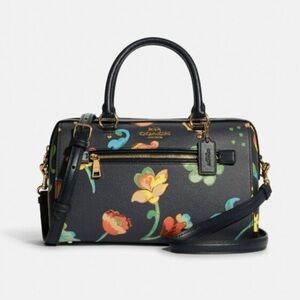 Coach Rowan large with dreamy land Floral Print Navy Handbag